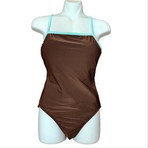Leilani One Piece Brown Swimsuit With Turquoise
